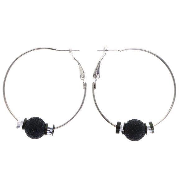 Mi Amore Hoop-Earrings Silver-Tone/Black