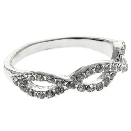 Mi Amore Infinity Design Crystal Sized-Ring Silver-Tone Size 10.00