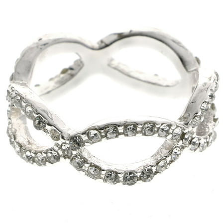 Mi Amore Infinity Design Crystal Sized-Ring Silver-Tone Size 8.00