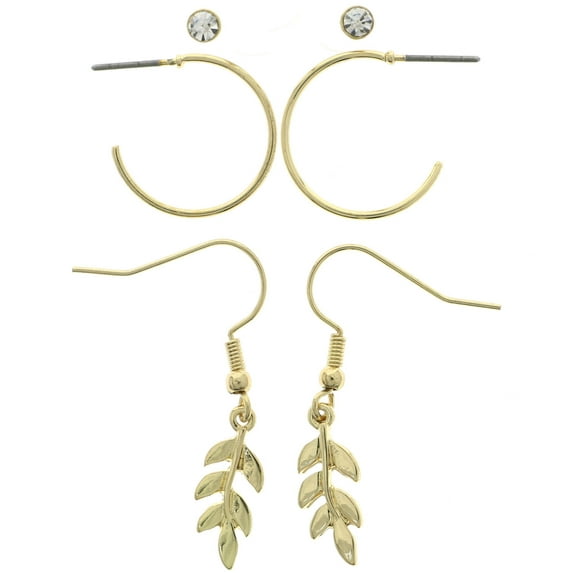 Mi Amore Leaf Multiple-Earring-Set Gold-Tone