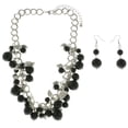 thumbnail image 1 of Mi Amore Leaves Adjustable Necklace-Earring-Set Silver-Tone & Black, 1 of 3