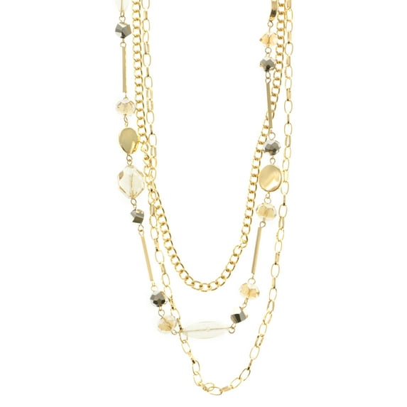 Mi Amore Long, Layered, Gold-Tone Necklace With Assorted Color Faceted Accents TMN702