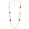 thumbnail image 1 of Mi Amore Long, Silver-Tone Necklace With Black Faceted Accents TMN824, 1 of 3