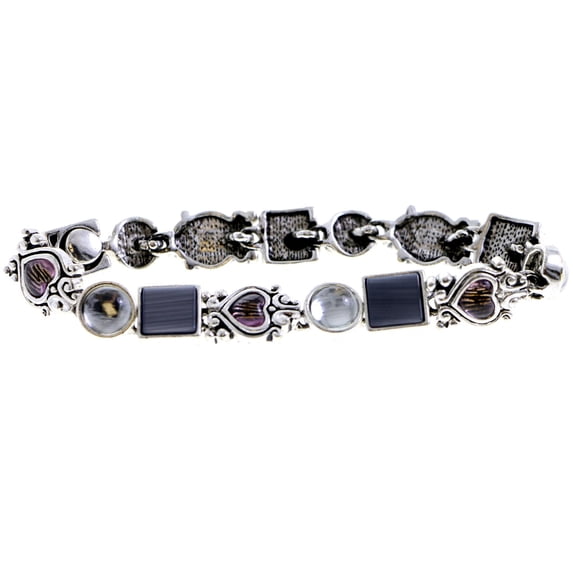 Mi Amore Magnetic Heart Fashion-Bracelet Silver-Tone & Gray
