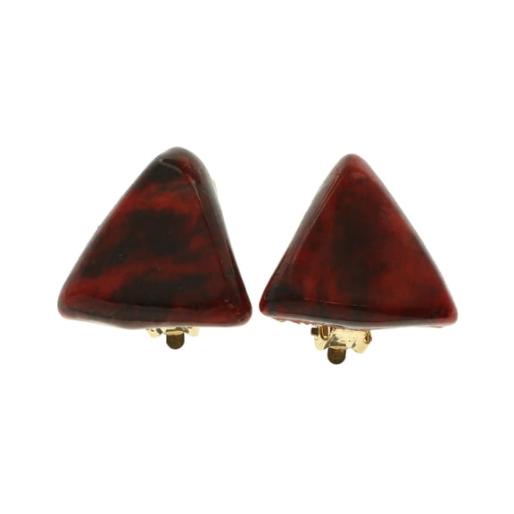 Mi Amore Marbled Design Clip-On-Earrings Gold-Tone/Red
