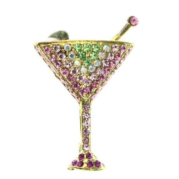 Mi Amore Martiti Olive AB Finish Brooch-Pin Pink & Multicolor