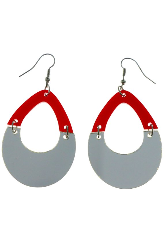 Mirrored Drop-Dangle-Earrings Silver-Tone/Red