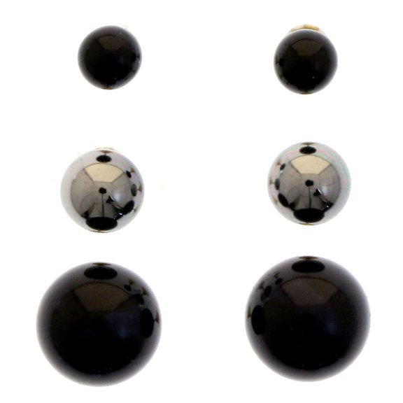 Mi Amore Multiple-Earring-Set Silver-Tone/Black
