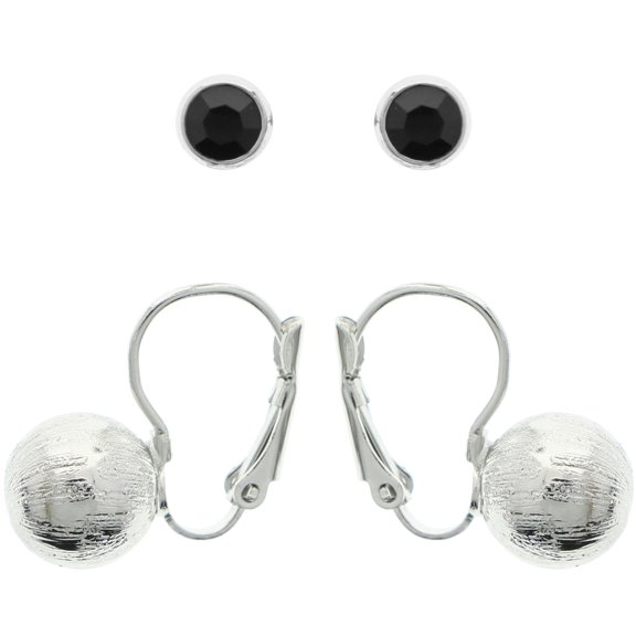 Mi Amore Multiple-Earring-Set Silver-Tone/Black