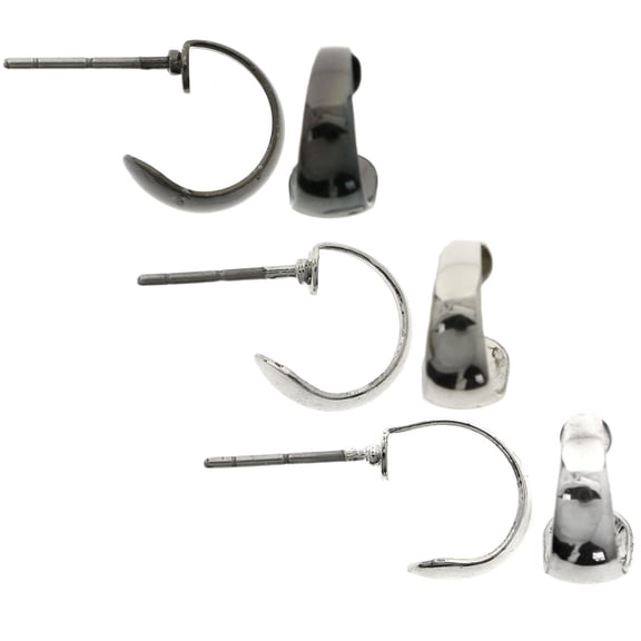 Mi Amore Multiple-Earring-Set Silver-Tone/Dark-Silver