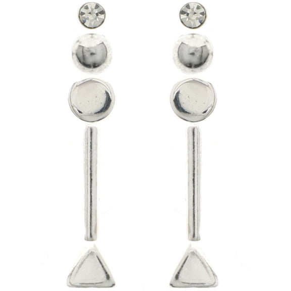 Mi Amore Multiple-Earring-Set Silver-Tone