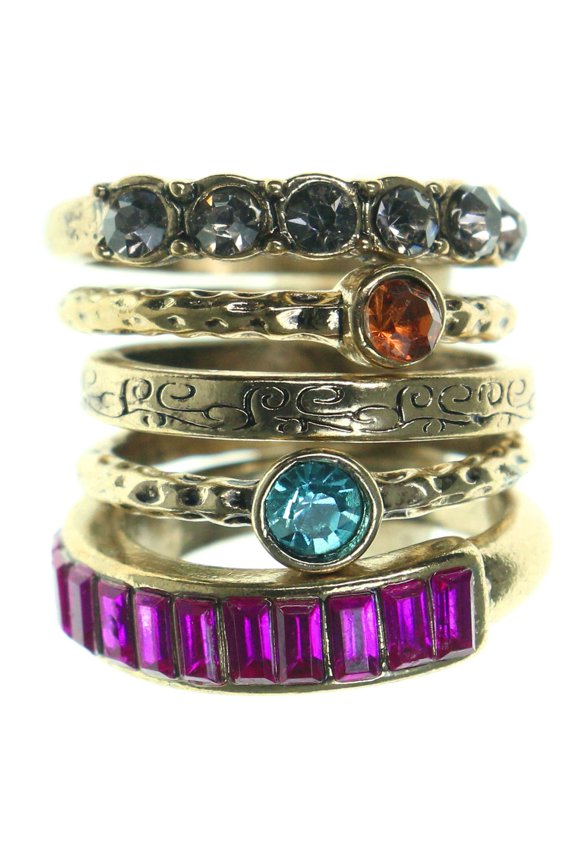 Multiple Ring Set Gold-Tone