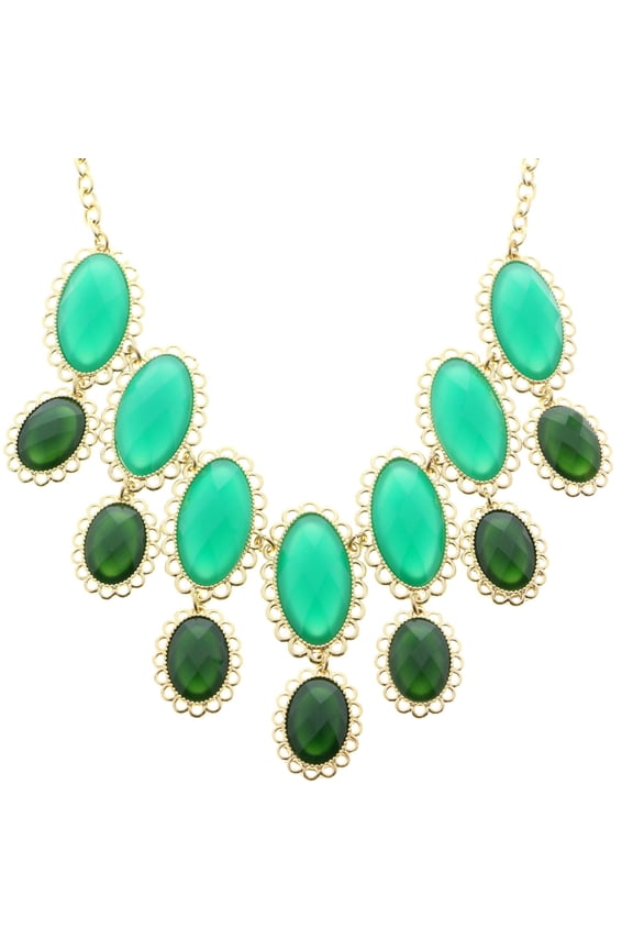Necklace-Earring-Set Gold-Tone/Green