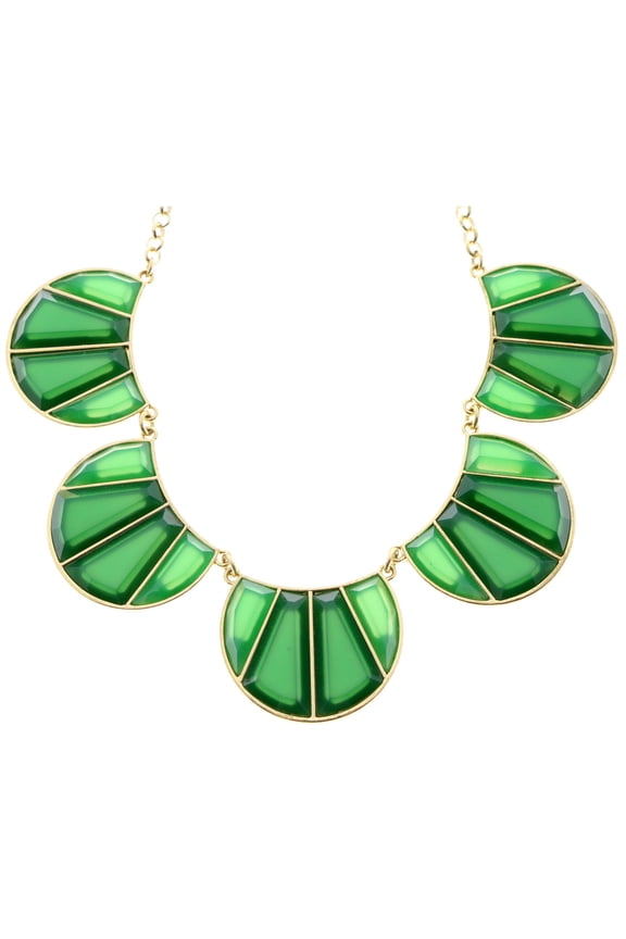 Necklace-Earring-Set Gold-Tone/Green