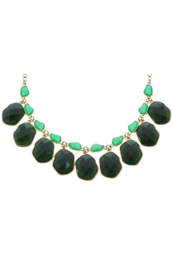 Necklace-Earring-Set Gold-Tone/Green