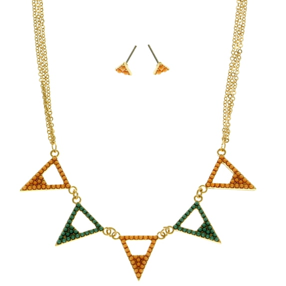 Mi Amore Necklace-Earring-Set Multicolor/Gold-Tone