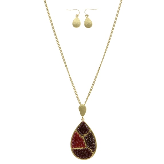 Mi Amore Necklace-Earring-Set Red/Gold-Tone