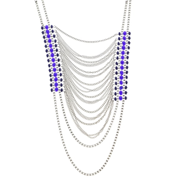 Mi Amore Necklace-Earring-Set Silver-Tone/Blue