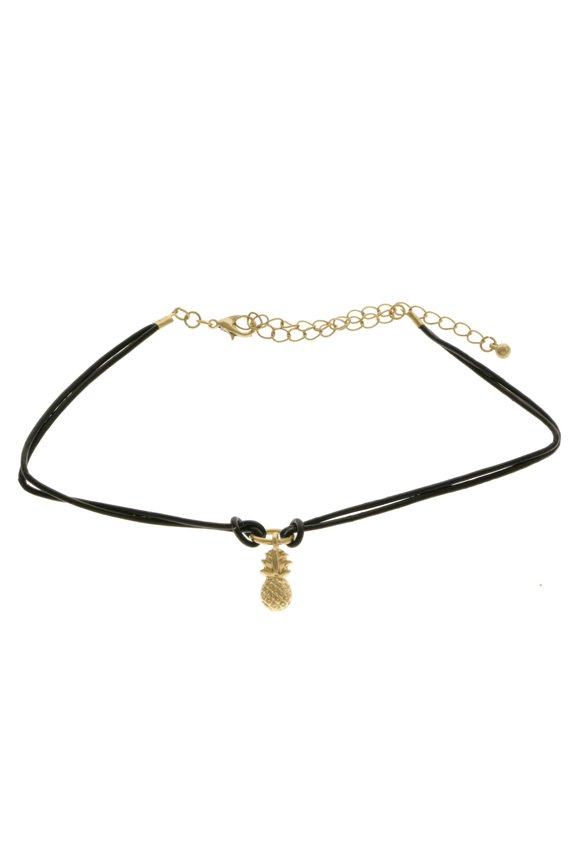 Pineapple Choker-Necklace Gold-Tone/Black
