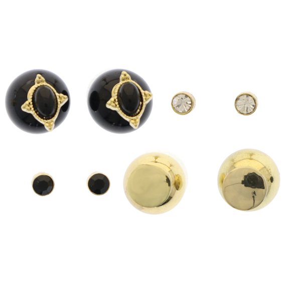 Mi Amore Reversible ballback Multiple-Earring-Set Gold-Tone/Black