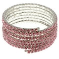 thumbnail image 1 of Mi Amore Seven strand silver-tone coil bracelet with pink rhinestone accents 70B6047C-PINK, 1 of 2