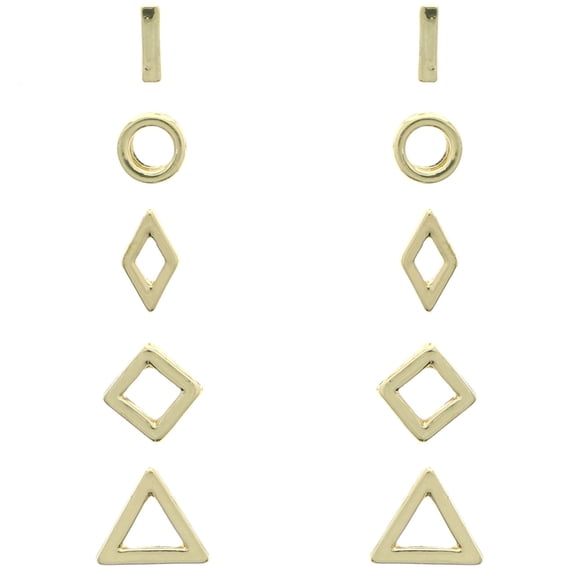 Mi Amore Shapes Multiple-Earring-Set Gold-Tone