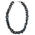 thumbnail image 1 of Mi Amore Short, Rhodium, Statement Necklace With Blue And Black Faceted Accents TMN405, 1 of 3