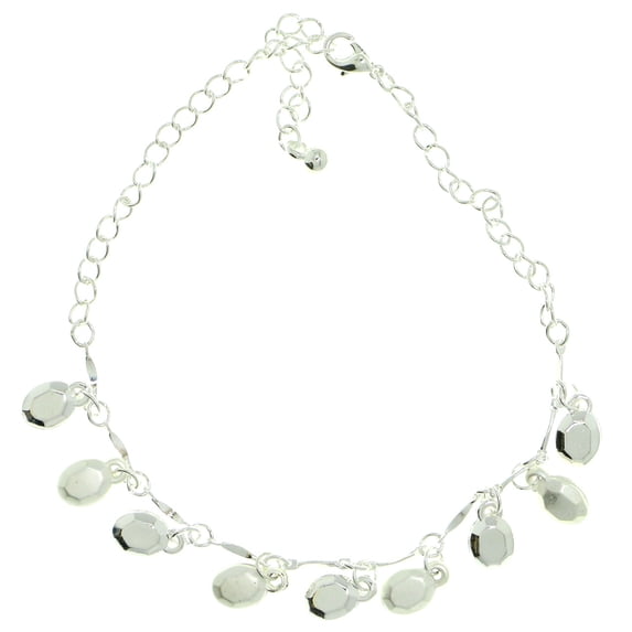 Mi Amore Silver-Tone Ankle Bracelet With Silver-Tone Faceted Charm Accents