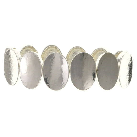 Mi Amore Silver-Tone Stretch Bracelet With Oval Shaped Design For Women TMB301