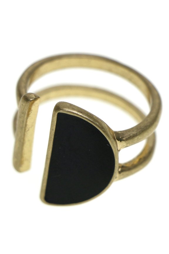 Sized-Ring Gold-Tone/Black Size 7