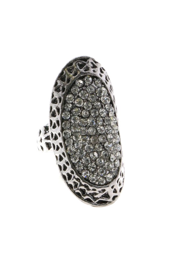 Sized-Ring Silver-Tone/White Size 5.00