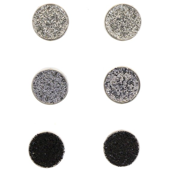 Mi Amore Sparkling Multiple-Earring-Set Silver-Tone/Gray