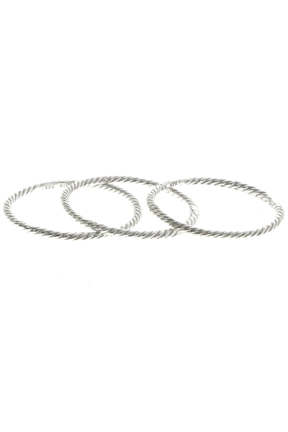 Stackable 925 Sterling Silver Multiple-Ring-Set Silver Size 7.50