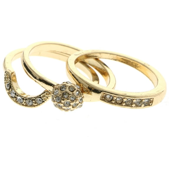 Mi Amore Stackable Crystal Multiple-Ring-Set Gold-Tone Size 8.00