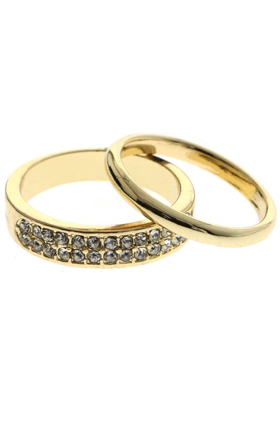 Stackable Crystal Multiple-Ring-Set Gold-Tone Size 9.00