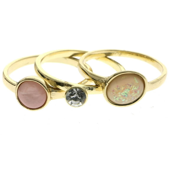 Mi Amore Stackable  Crystal Multiple-Ring-Set Gold-Tone Size 9.00