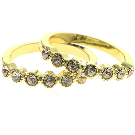 Mi Amore Stackable Crystal Multiple-Ring-Set Gold-Tone Size 9.00