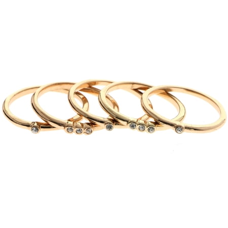 Mi Amore Stackable Crystal Multiple-Ring-Set Rose-Gold-Tone Size 8.00