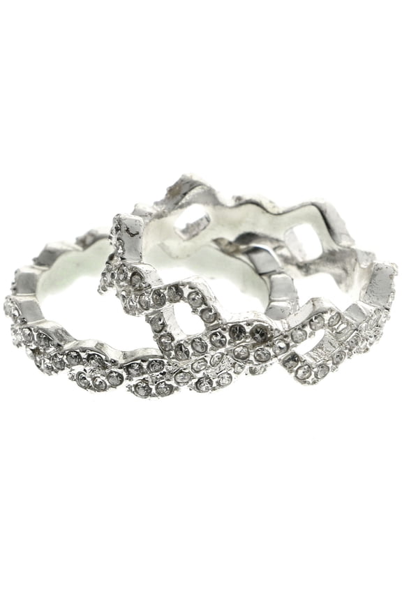 Stackable Crystal Multiple-Ring-Set Silver-Tone Size 8.00
