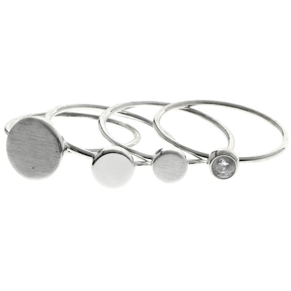 Mi Amore Stackable Cubic-Zirconia Multiple-Ring-Set Silver-Tone Size 8.00