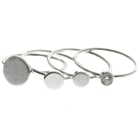 Mi Amore Stackable Cubic-Zirconia Multiple-Ring-Set Silver-Tone Size 9.00