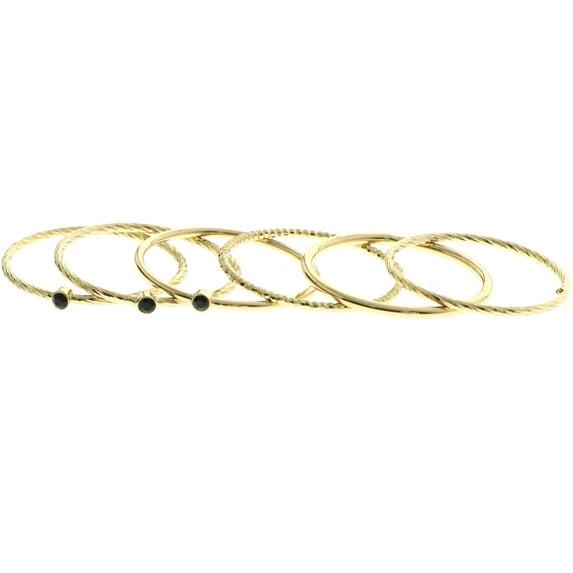 Mi Amore Stackable Faceted Multiple-Ring-Set Gold-Tone & Black Size 9.00