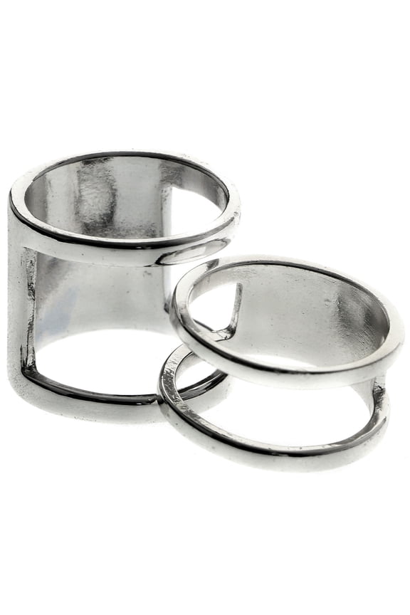 Stackable Multiple-Ring-Set Silver-Tone Size 9.00