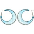 thumbnail image 1 of Mi Amore String Hoop-Earrings Silver-Tone/Blue, 1 of 2