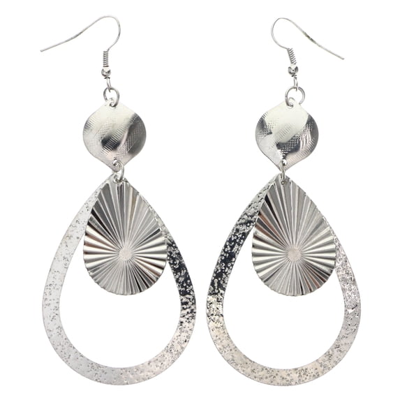Mi Amore Textured Dangle-Earrings Silver-Tone