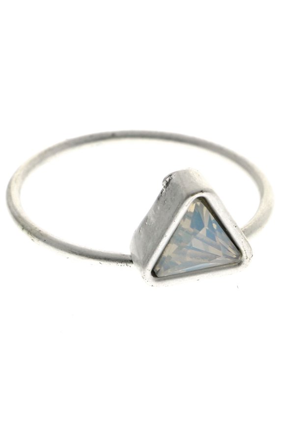 Triangle Crystal Sized-Ring Silver-Tone Size 9.00