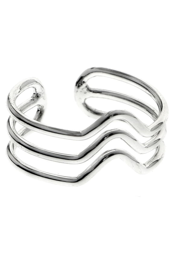 Triple Band Sized-Ring Silver-Tone Size 7.00