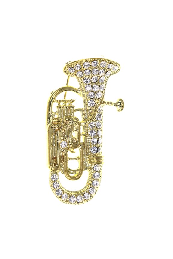 Tuba Brooch-Pin Gold-Tone/Silver-Tone