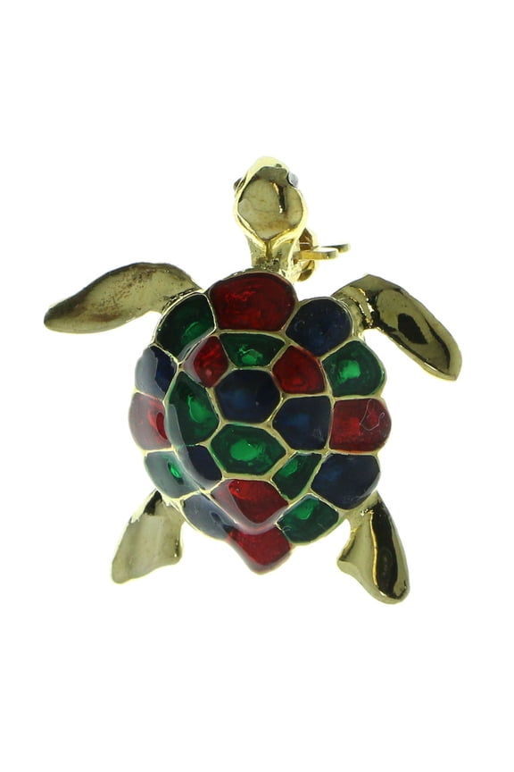 Turtle Brooch-Pin Gold-Tone/Multicolor