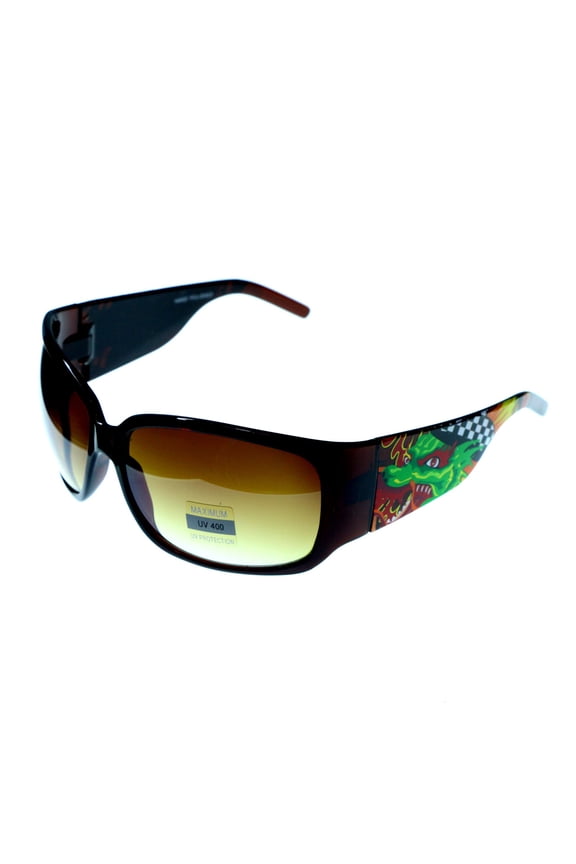 UV protection Dragon print Goggle-Sunglasses Brown Frame & Brown Lens